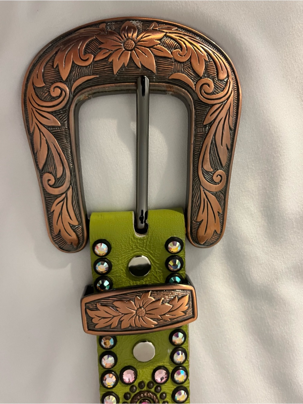 Kippys Lime Green Studded Western Crystal Belt - Picture 16 of 16